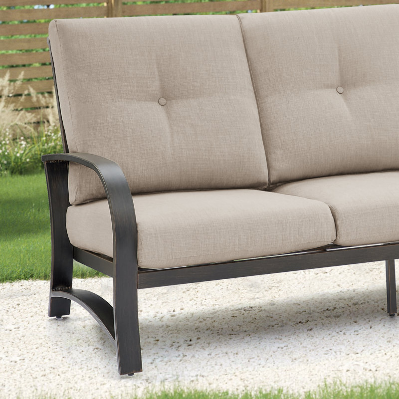 Ensemble de conversation d'extérieur / d'intérieur en aluminium 2 pièces avec coussins Sunbrella® et table basse 