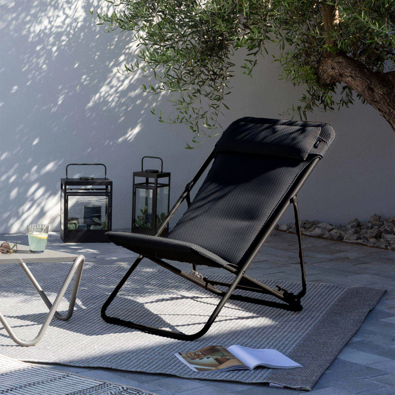 Lafuma Maxi Transat Plus BeComfort® Padded Ultra Compact Foldable Sling Chair Sedale, Dark Grey