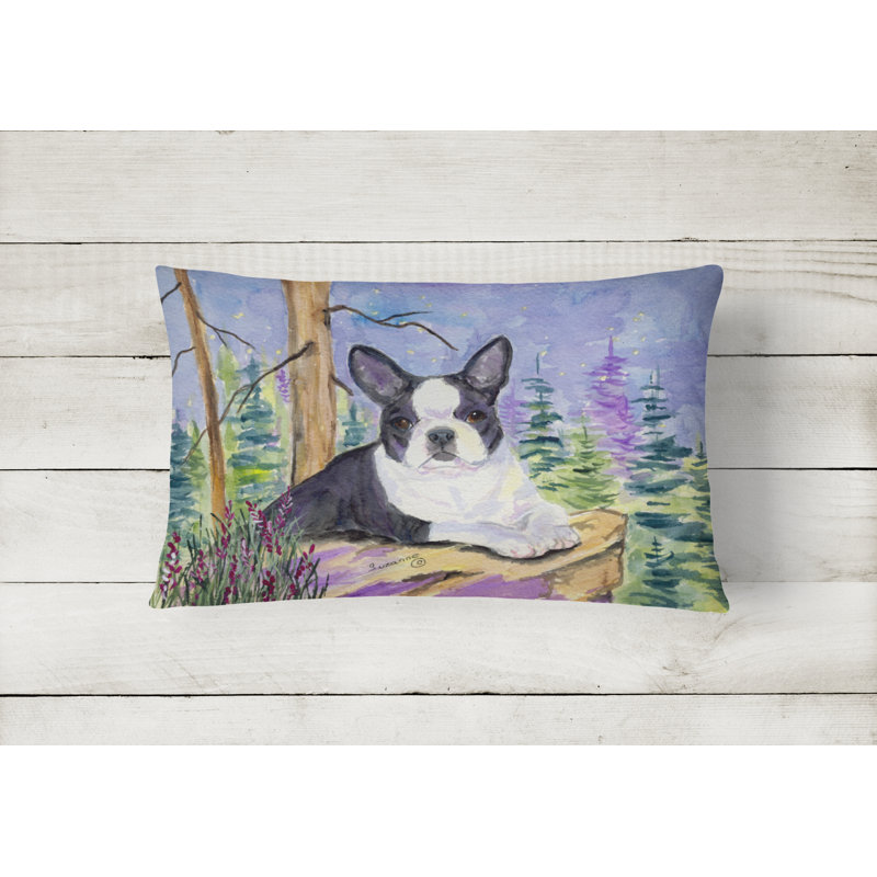 Boston Terrier Outdoor Reversible Throw Pillow