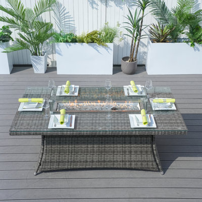 Arayeli Rectangle Aluminum Propane Smokeless Fire Pit Table with Hidden Fuel Tank