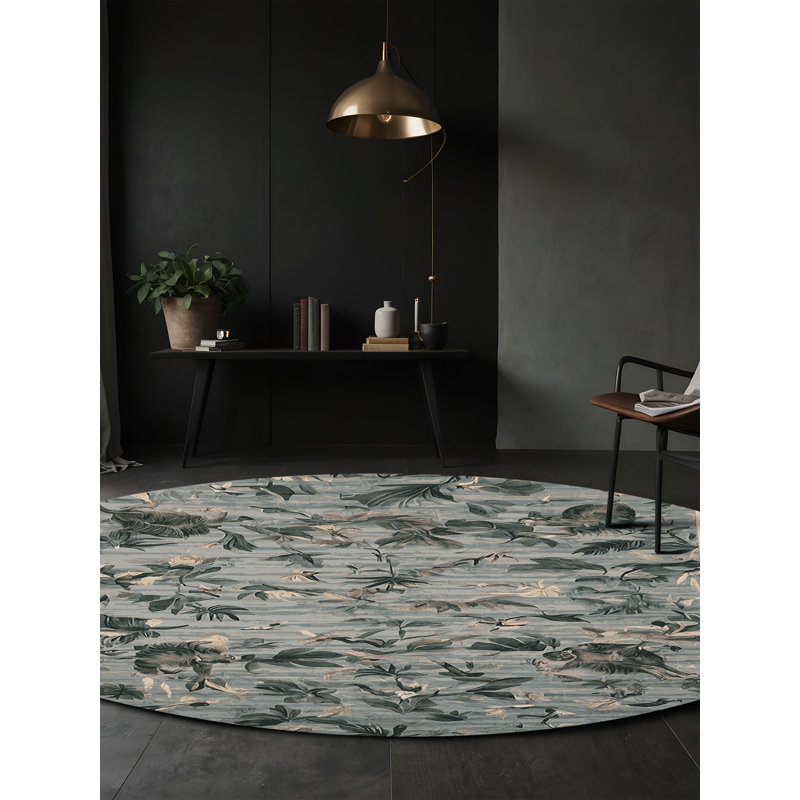 Machine Washable Brown Area Rug, Round 6'