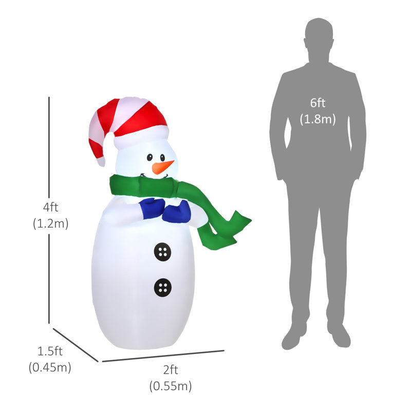 Bonhomme de neige de Noël avec chapeau et gants gonflables