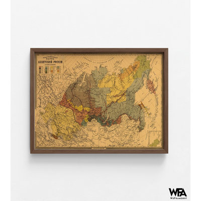 Carte éthnographique de la Russie asiatique 1870 par cartes anciennes, carte du Continent asiatique, décor asiatique antique, agence de voyage, cadeau de géographie