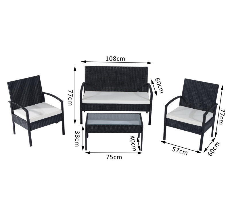 Cottage Rattan 4 - Person Seating Group with Cushions