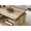 Table basse en panneau de fibres à densité moyenne avec grain de bois sculpté, table basse à compartiments ouverts pour le salon