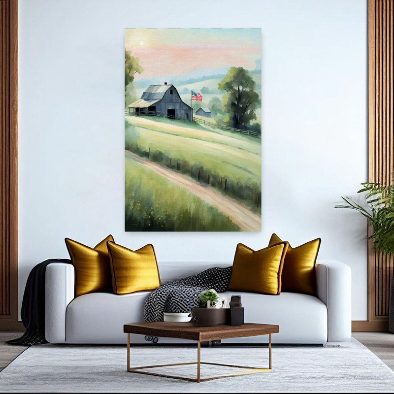 Art contemporain Peaceful Abstract Contemporary Landscape Architecture, H 60 po x l 40 po