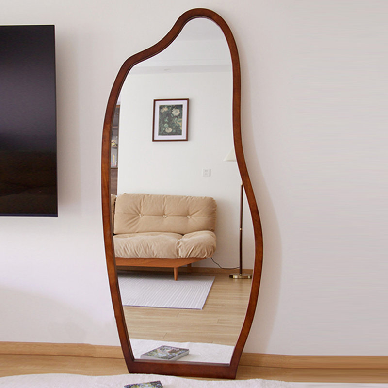 Natural Pine Irregular Full-Length Mirror - Artistic & Sturdy, 62.99” x 23.62”