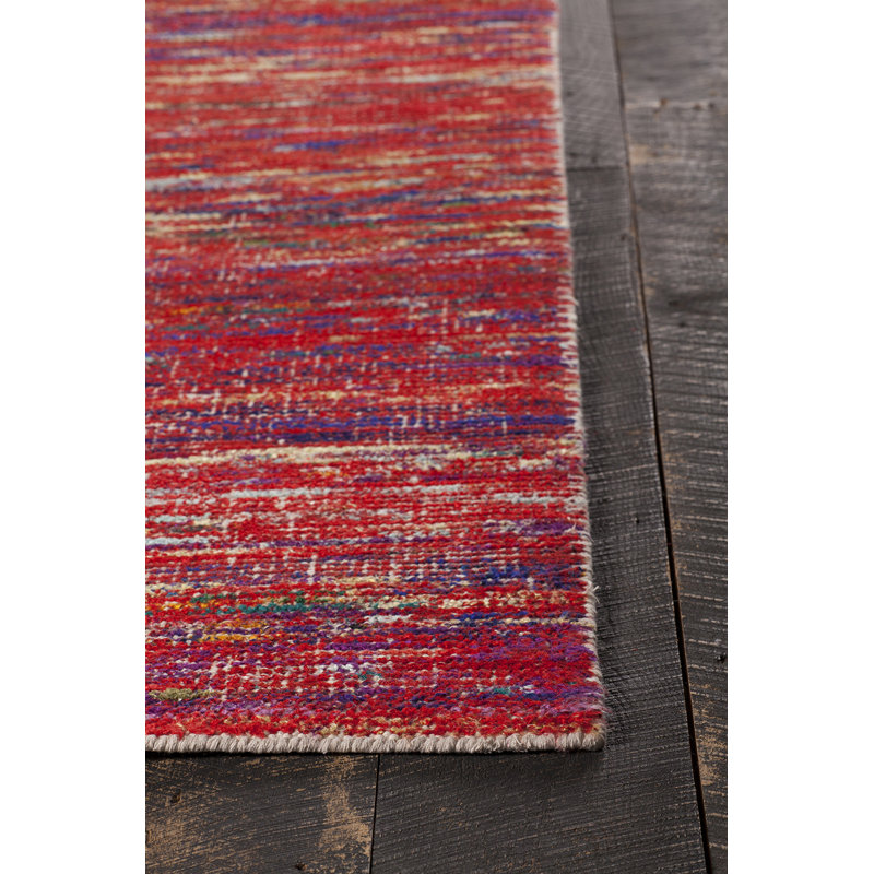 Tapis rouge tissé à la main Marcial, 5 pi x 7 pi 6 po
