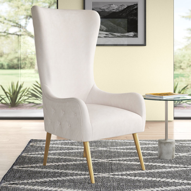 Alexander 27" Wide Velvet Wingback Chair, Cream Velvet