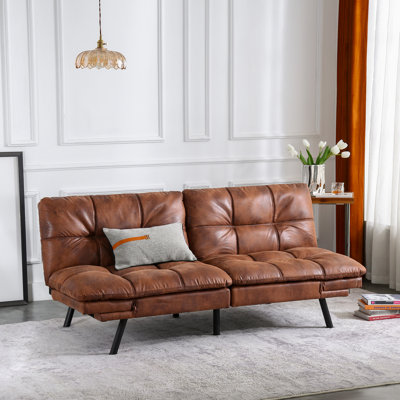 Canapé-lit futon en cuir pleine grandeur Besharat