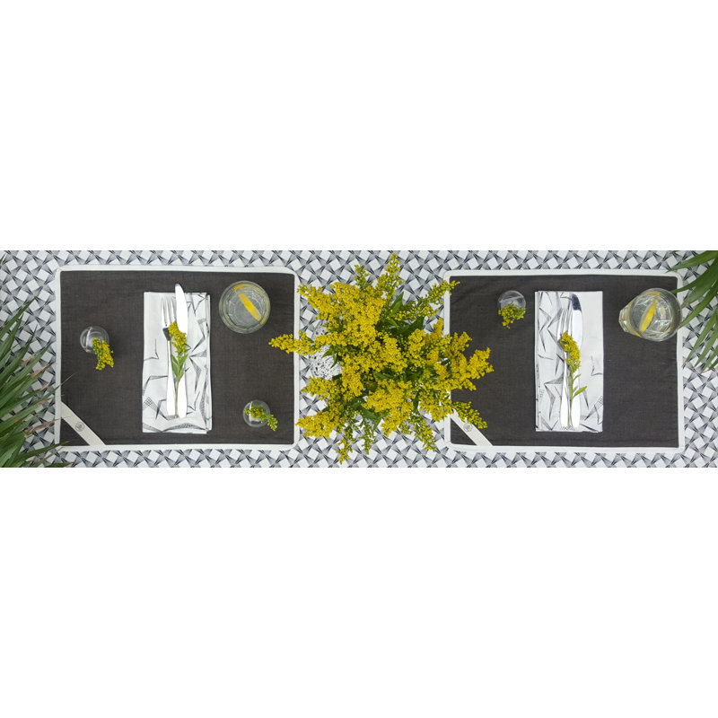 Thaksin Cotton Rectangle Placemat, Black