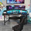 Vaucher LED Gaming Desk, 180 x 60 cm, Ergonomic Computer Desk, with Cup Holder and Headphone Hook