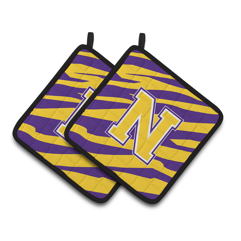 Tiger Stripe Potholder, Violet / Or, N
