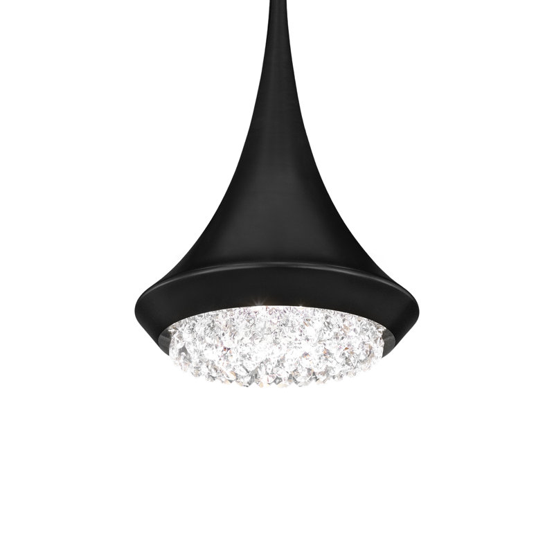 1 - Light LED Single Pendant, Black, 12" H x 8" W x 8" D