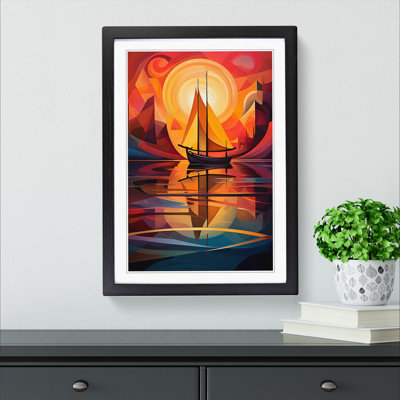 Boat on a Lake Futurism Art - Framed Print