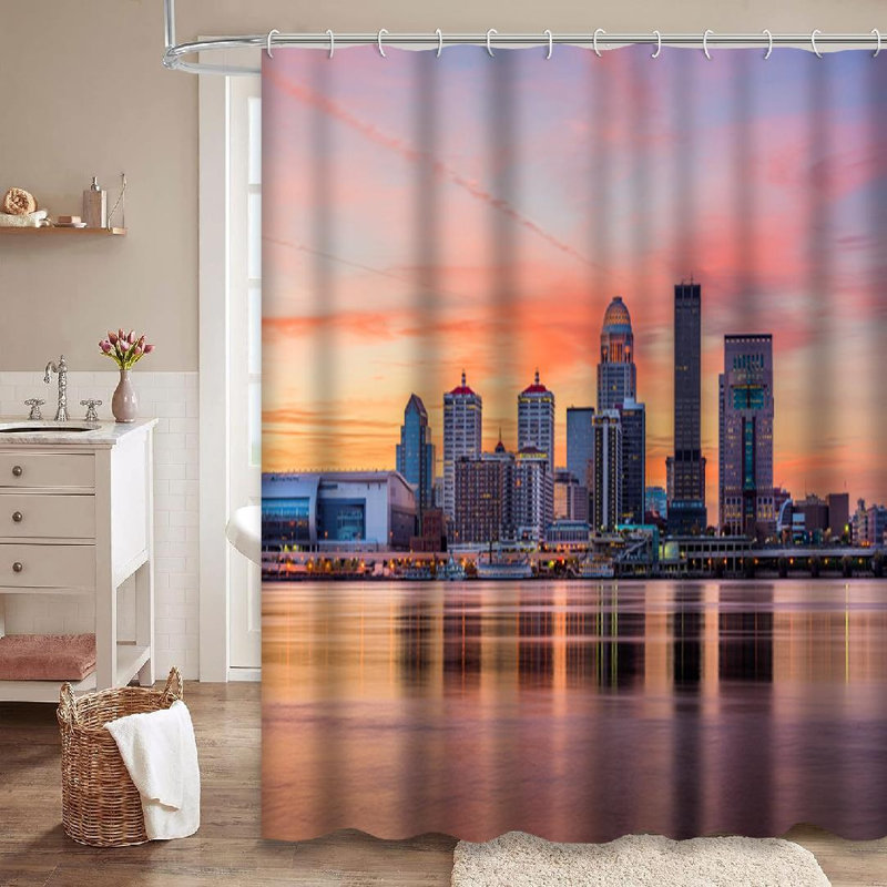 Rideau de douche avec 12 crochets USA Skyline River, L 72 po x l 84 po