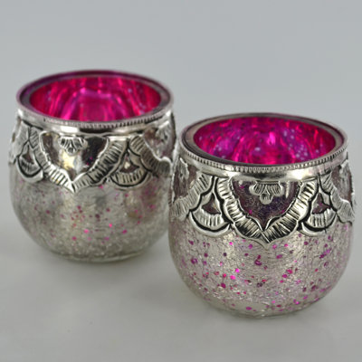 2 Piece Glass Tabletop Votive Holder Set