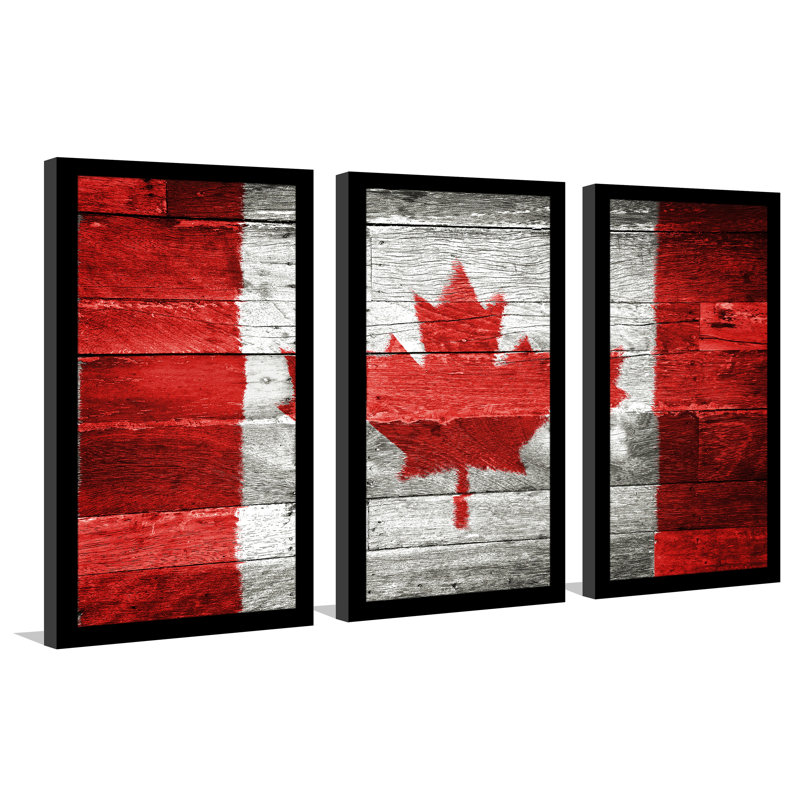 « canada », ensemble de 3 impressions encadrées, H 33,5 po x l 52,5 po x P 1 po