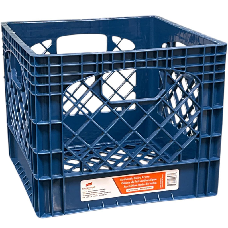 Rangement Juggernaut: caisse à lait: 16 pte - solution de rangement polyvalente, rangement empilable, bac en plastique robuste, poignées intégrées