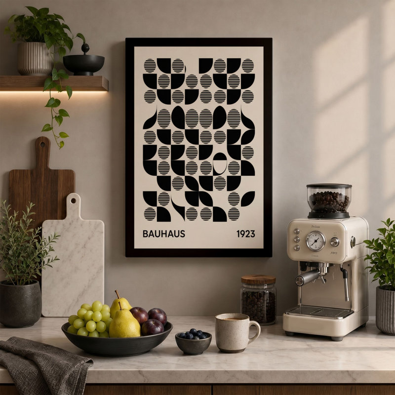 Bauhaus Grid Study Geometric - Wrapped Canvas, 30x20 - 76.2 x 50.8 cm, White Border
