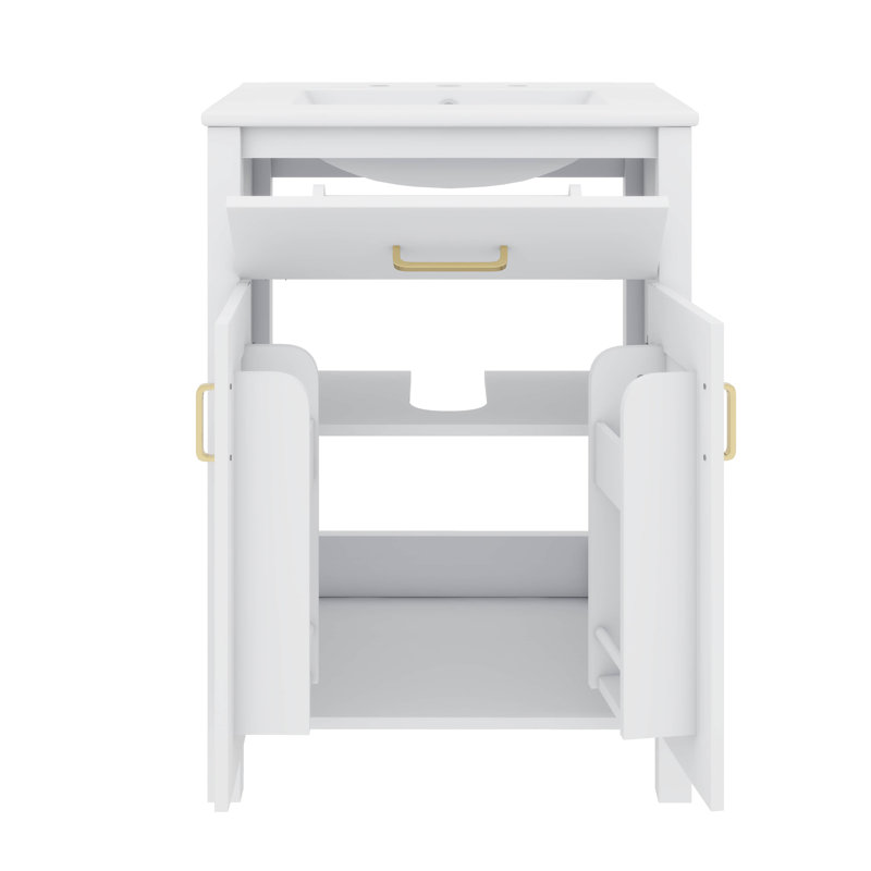 Évier à lessive 24 po avec armoire intégrée, Blanc