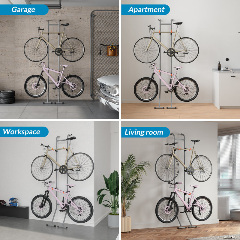 Nateesha Steel Wall Mounted Adjustable Bike Rack for Garage, Gravity Bike Stand