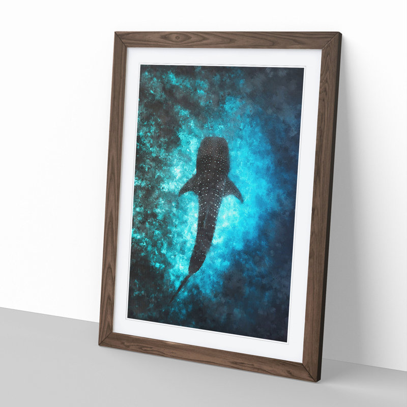 Whale Shark - Framed Print, 36cm H x 27cm W x 2cm D, Walnut