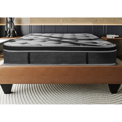 Premium 14In Full Size Memory Foam Mattress In A Box, Plush Euro Top Hybrid Pocket Coil Mattress, Gray