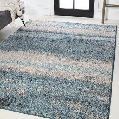 Contemporary POP Modern Abstract Vintage Cream/Turquoise Rug