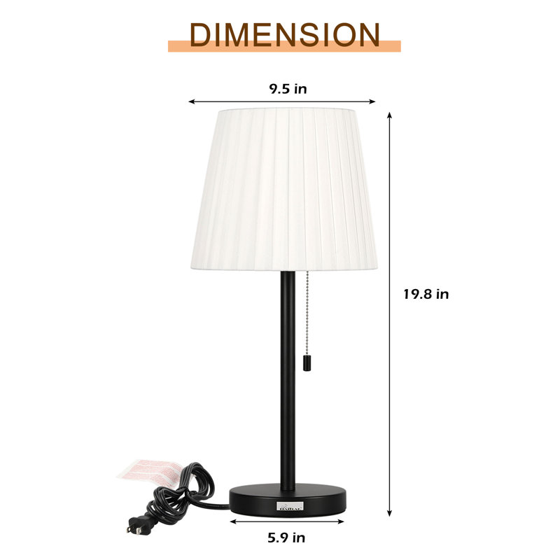 Lampe de table 2 pièces avec abat-jour blanc