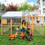 Outdoor Yellow Chicken Coop 110" Kitten Play Area, Walk - In Style With Full View Wire Mesh, Two Small Lift Doors, Waterproof Cover For All Weather Conditions Protection Activity Enclosure, Easy