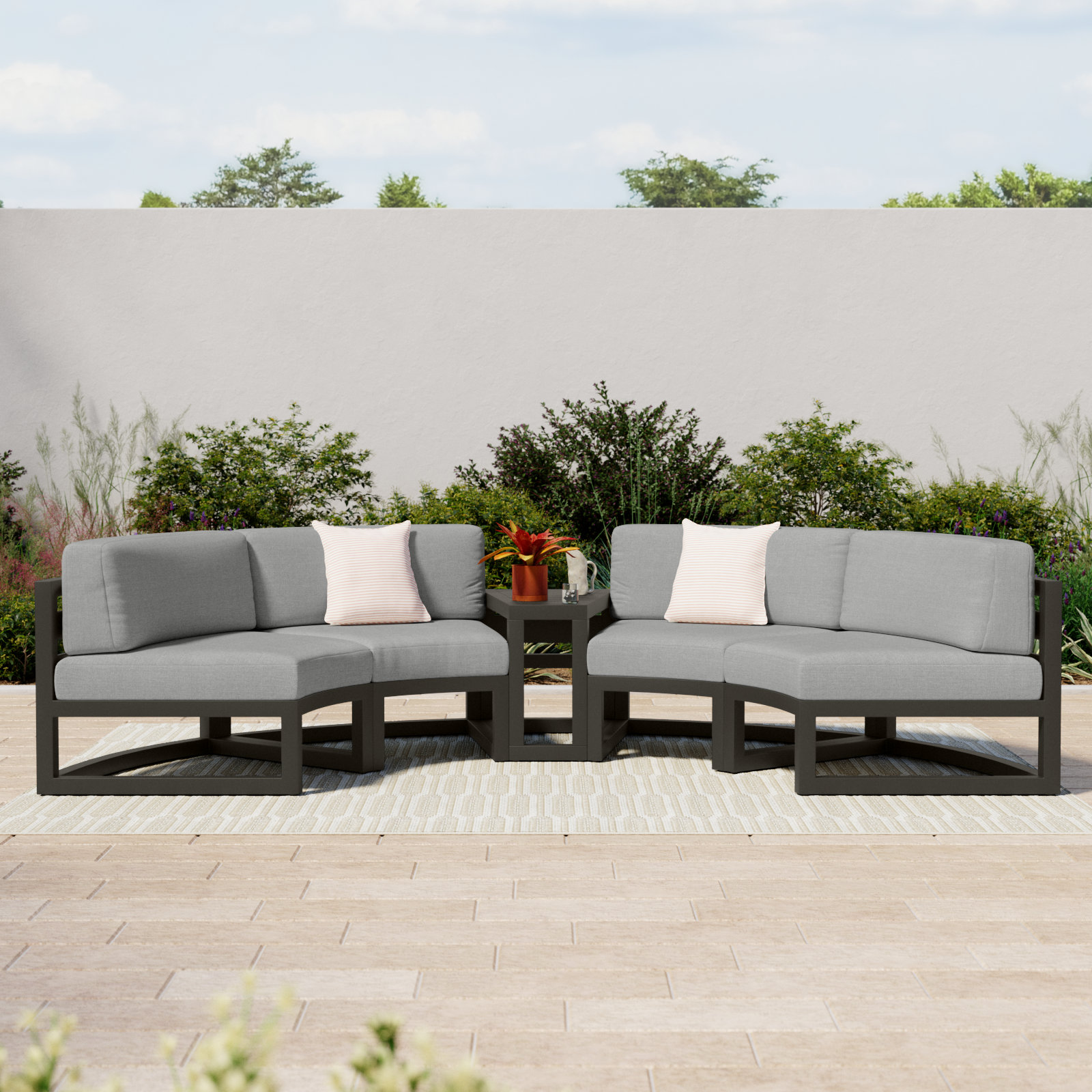 Bergeron 81" Sunbrella® Patio Sectional, Cast Silver Sunbrella®, Slate