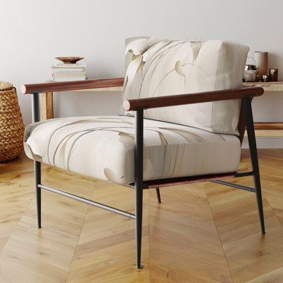 White Botanical Elegance III - Fauteuil rembourré contemporain, fauteuil d'appoint blanc