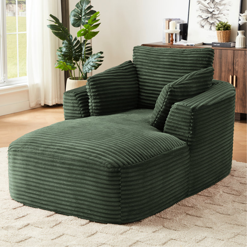 Chaise moderne en velours côtelé - sans assemblage, ensemble de ressorts, méridienne de 46,6 po de profondeur, utilisation instantanée, profondeur, idéale pour la décoration