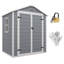Outsunny Outdoor Storage Shed, 6' x 4.5' Garden Shed with Double Lockable Doors, Vent and Window, Plastic Utility Tool Shed for Backyard, Patio, Garage, Lawn, Grey