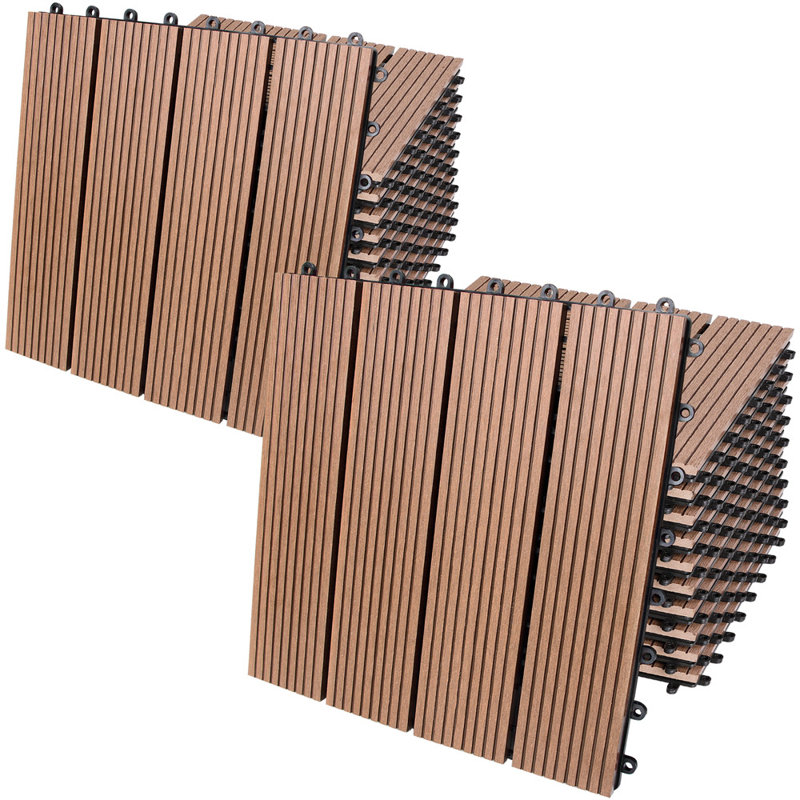 Carllene 30cm L x 30cm W Manufactured Wood Interlocking Deck Tile, Terracotta