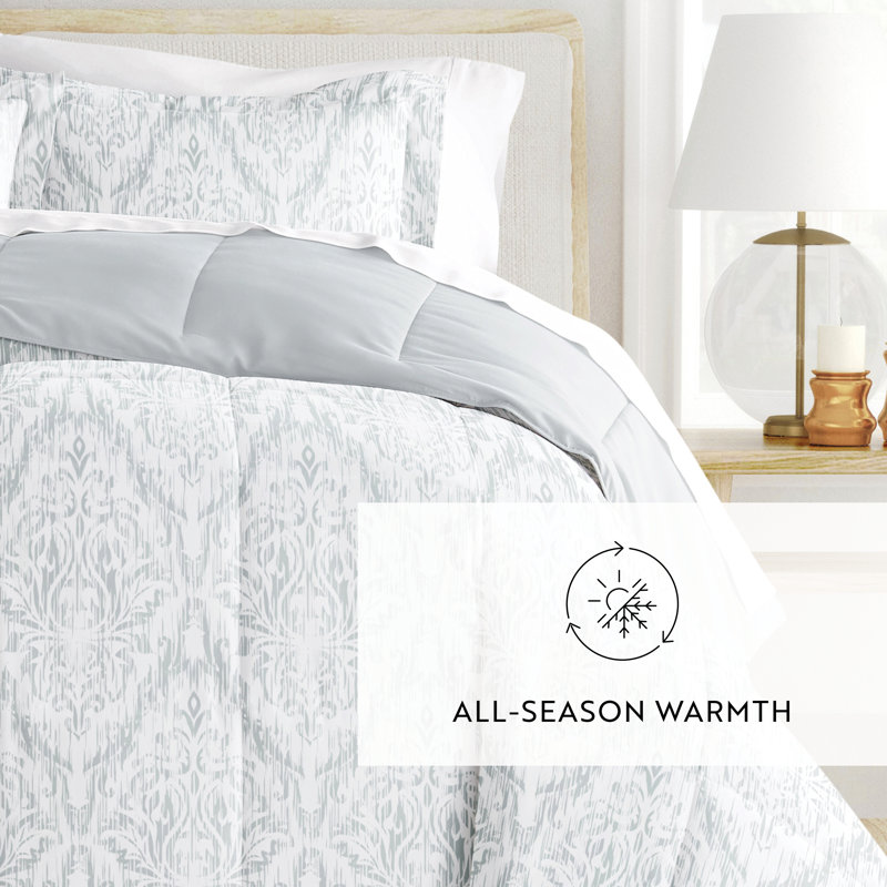 Twin Blue Reversible Down Microfiber Comforter Set