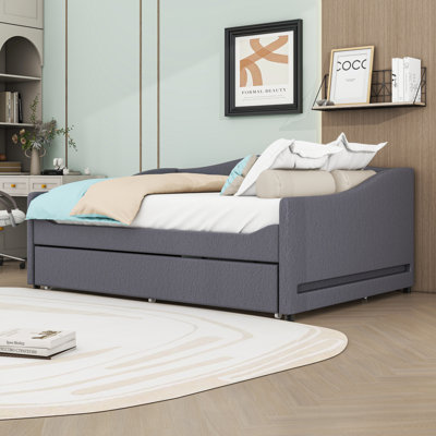 Upholstered Daybed with Twin Trundle and Light