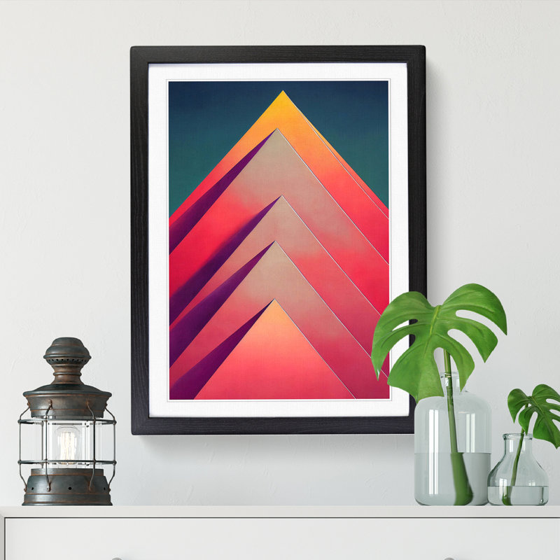 Pyramids Abstract Vol.2 - Single Picture Frame Print, 64cm H x 46cm W x 2cm D, Walnut