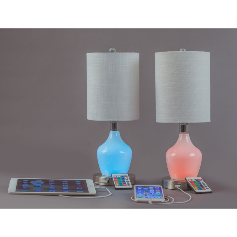 Ensemble de lampes de table blanches 16 po USB