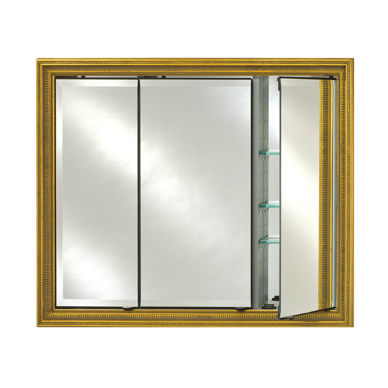 Armoire à pharmacie encastrée avec 3 portes Holdrege, Arlington Honey, H 34 po x l 34 po x P 4,4 po