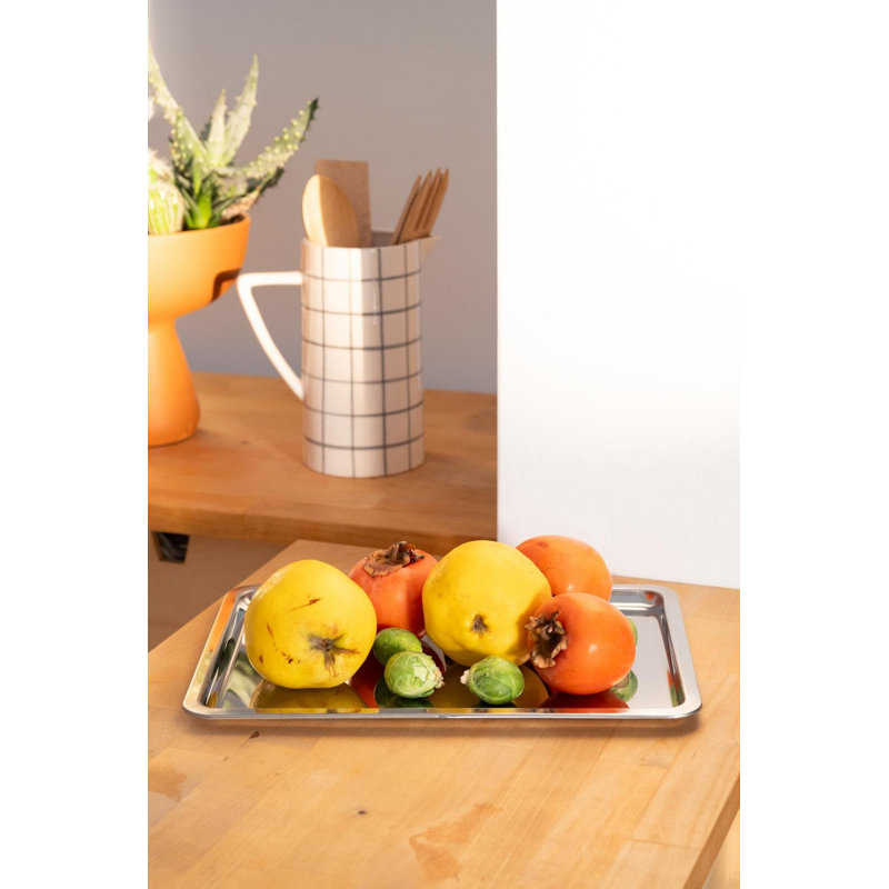 Premium Stainless Steel Tray, Silver, 9.3 x 13.2 x 0.6 inches | 100% Rust-Resistant Material, Easy to Clean | Ideal for Serving, Entertaining, and Kitchen Organization | Elegant Design for Home & Events