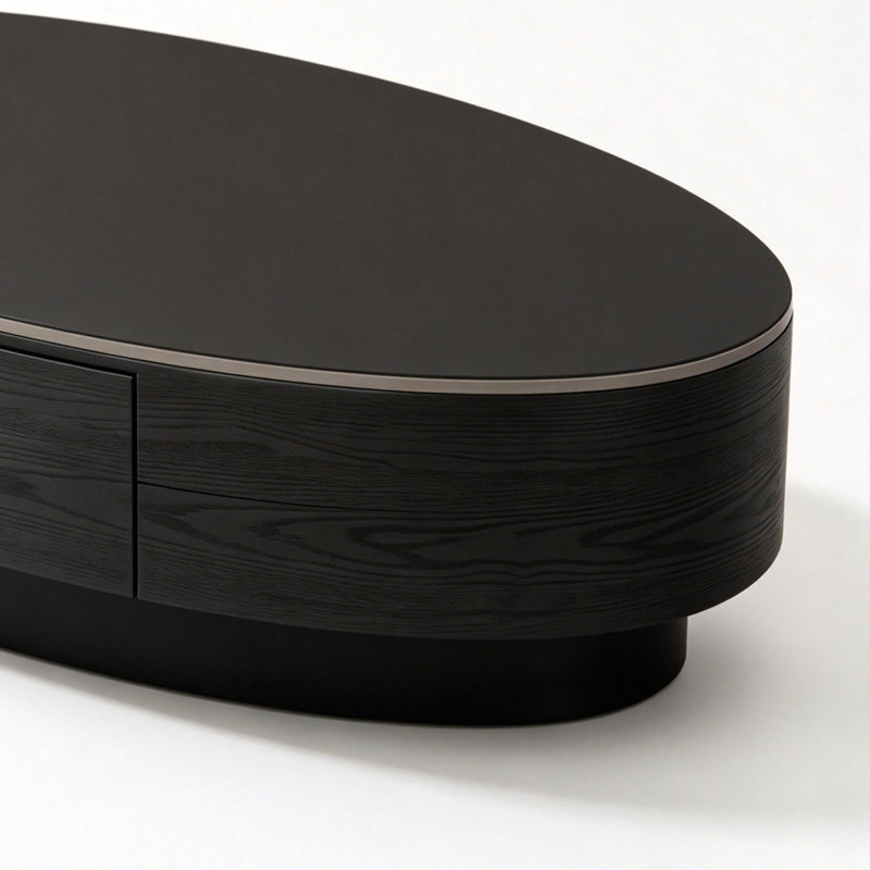 French Style Minimalist Coffee Table Coffee Table, White/Tan Top/Black Base, Couleur unie