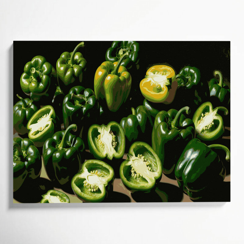 Légumes, poivron vert, art mural sur toile, H 12 po x l 18 po