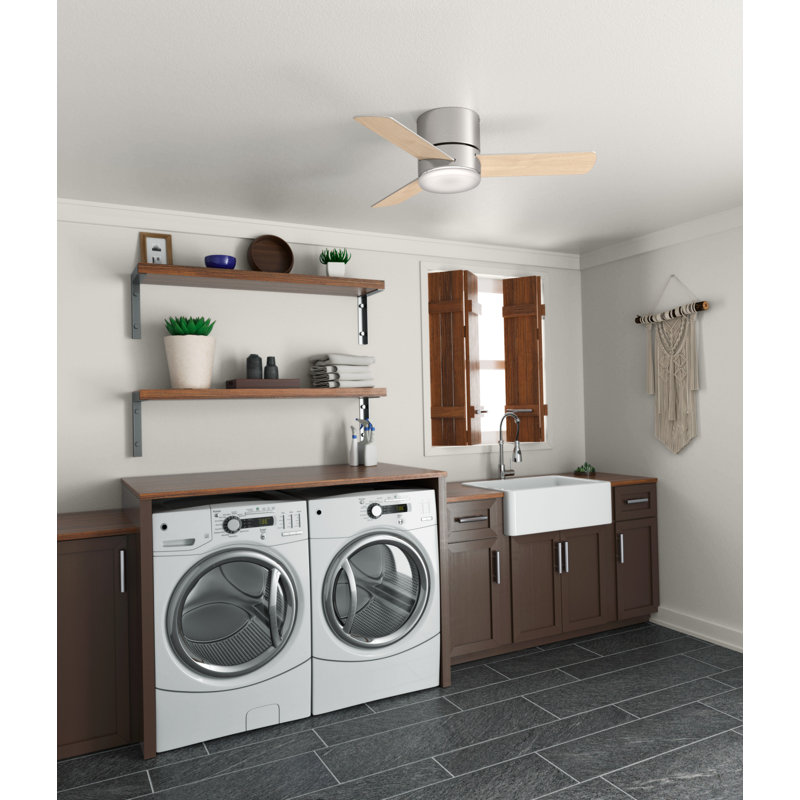 Minimus 44" Nickel Low Profile Ceiling Fan with LED Light and Remote