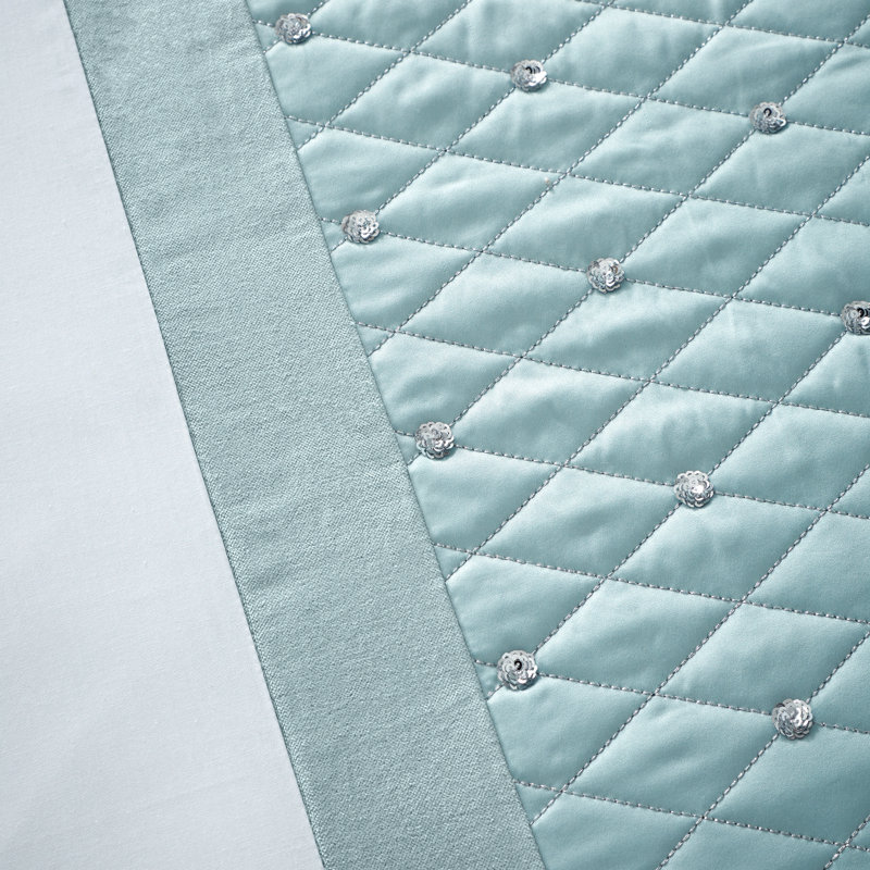 Sequin Cluster Duvet Cover Set with Pillowcases, Super King - 2 Standard Pillowcases, Duck Egg