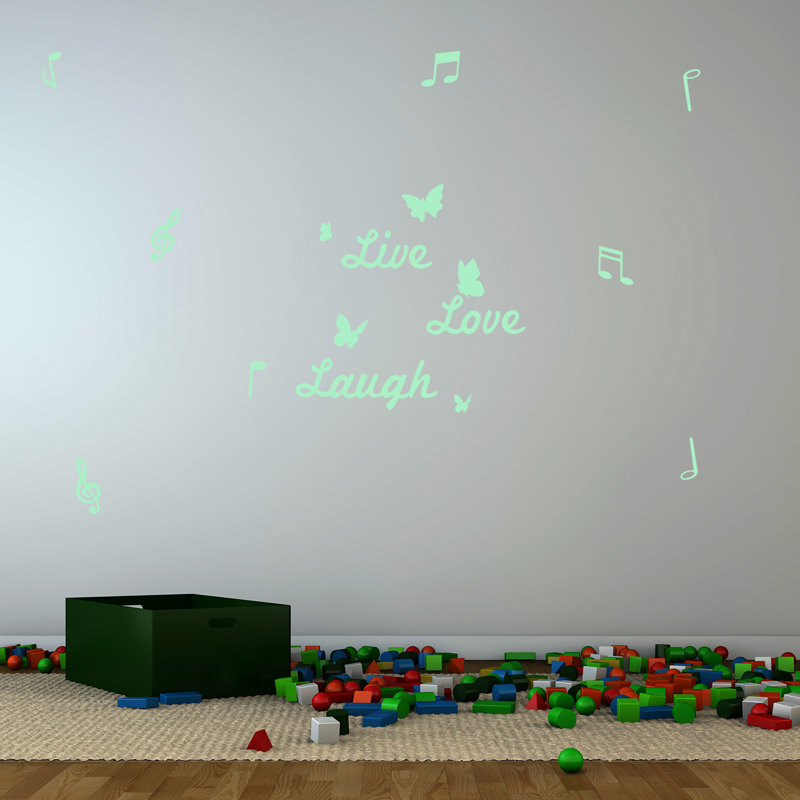 Adhésif décoratif "live love rire" et note lumineuse à note Severino