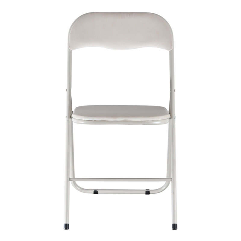 Andaluss Velvet Padded Stackable Folding Chair Folding Chair Set, Beige