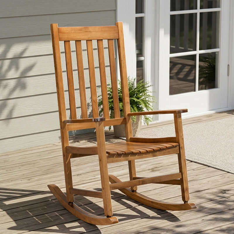 Chaise berçante d'extérieur en bois massif Bello, Brun orangé