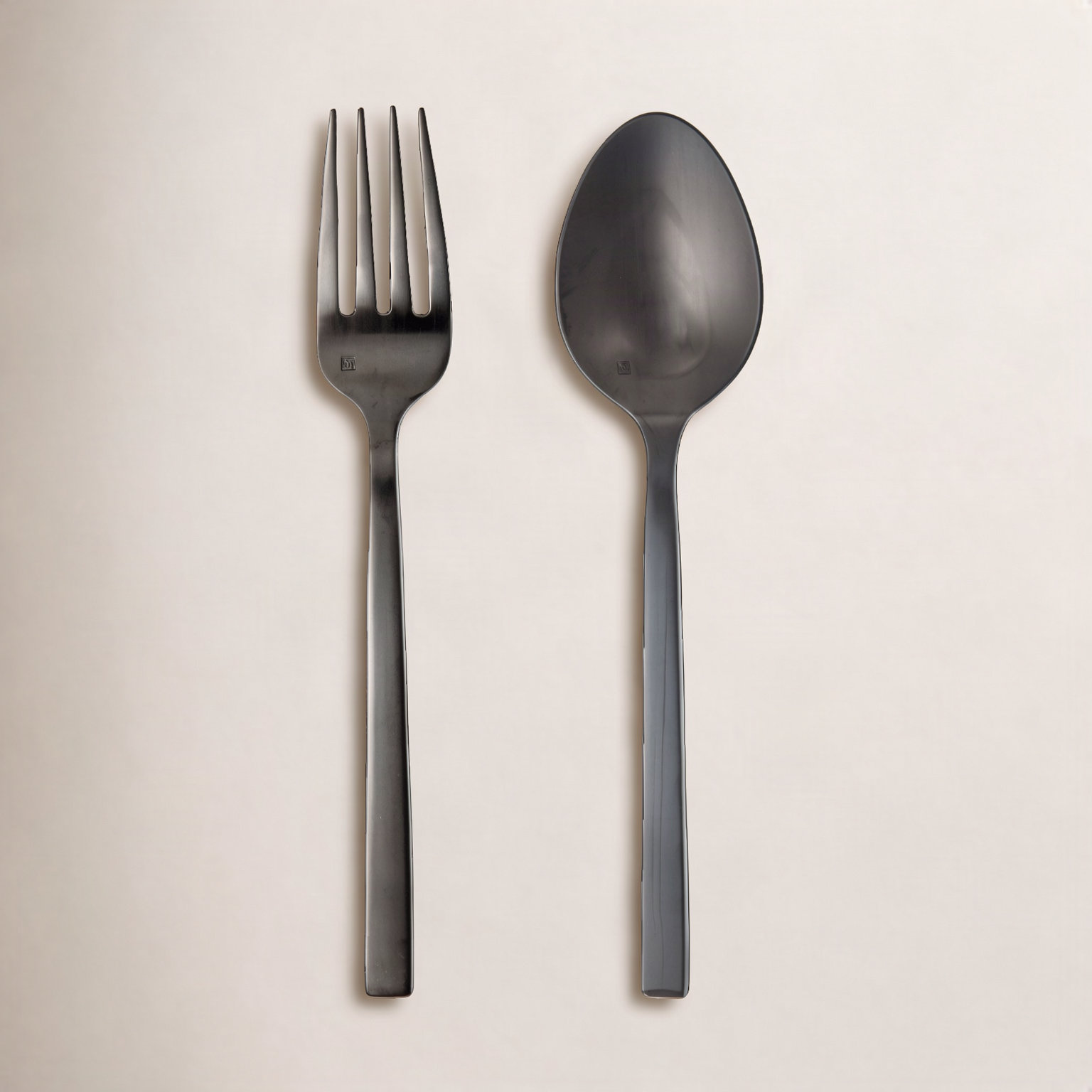 Arezzo Brushed Salad Servers, Brushed Black